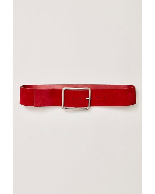 Free People Red Suede Hex Hip Belt
