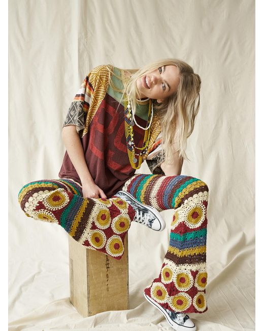 Cotton Grandpa Crochet Flare Pants 