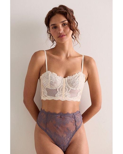 Intimately By Free People Brown Lacebound High-Rise Thong By