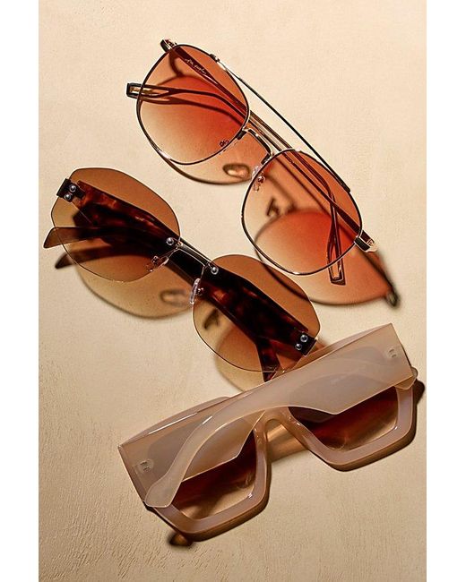 Free People Brown Jenny Rimless Sunglasses