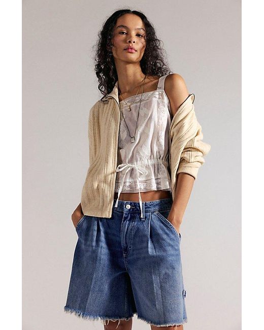 Free People Blue Reese Workwear Shorts