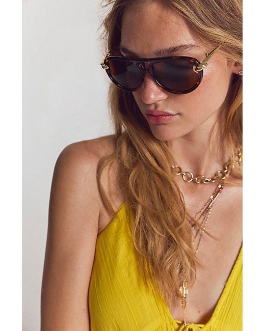 Free People Brown Solline Aviator Sunglasses