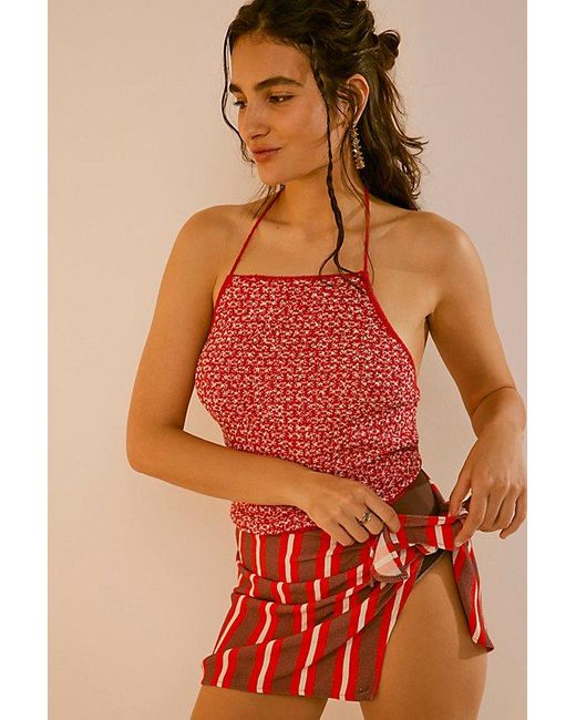 Free People Red Rook Sweater Halter Top