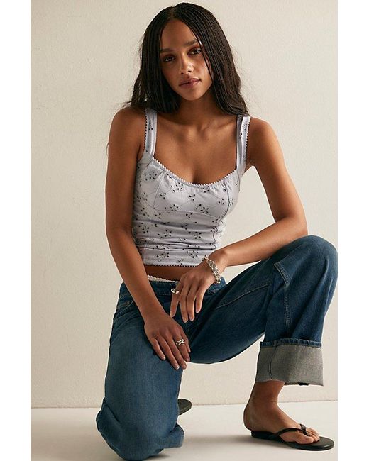 Intimately By Free People Gray Full Bloom Cotton Eyelet Cami By