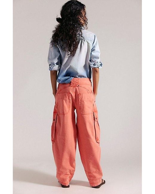 Free People Red We The Free Brentwood Slouchy Cargo Pants