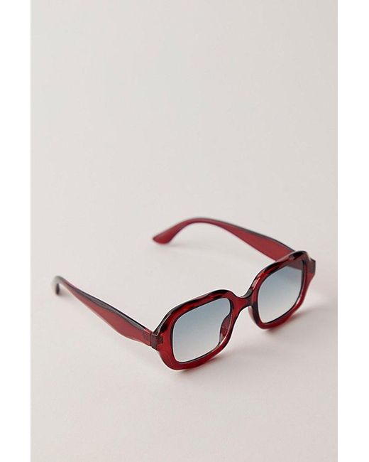 Free People Red Alta Square Sunglasses