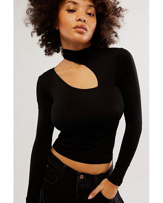 Free People Black Cut It Out Seamless Long Sleeve