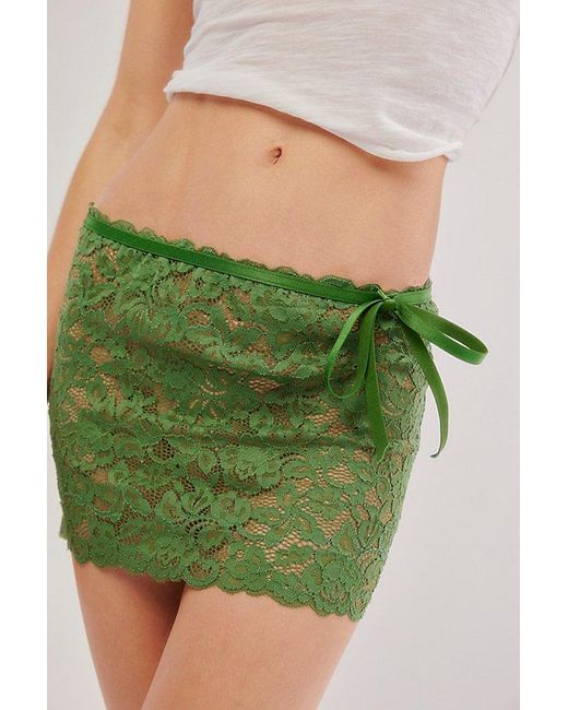 Frankie's Bikinis Green Dylan Lace Mini Skirt At Free People In Sea Moss, Size: Xs/s