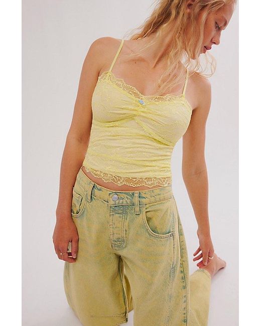 Free People Yellow Lacey Essential Cami