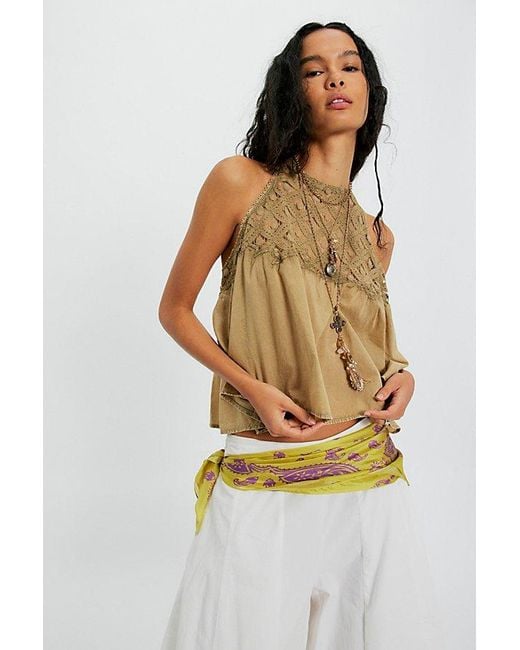 Free People Green Wandering Light Top