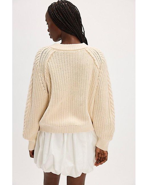Free People Pink Frankie Cable Jumper