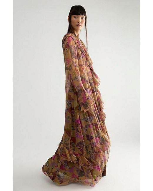 Free People Brown Heirloom Printed Maxi Top