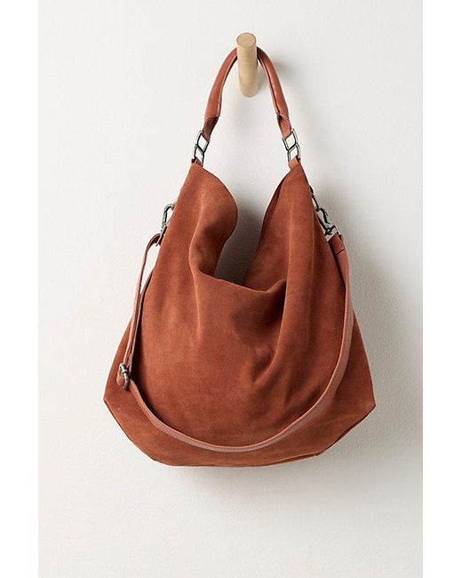 Free People Brown Suzie Suede Slouchy Tote Bag