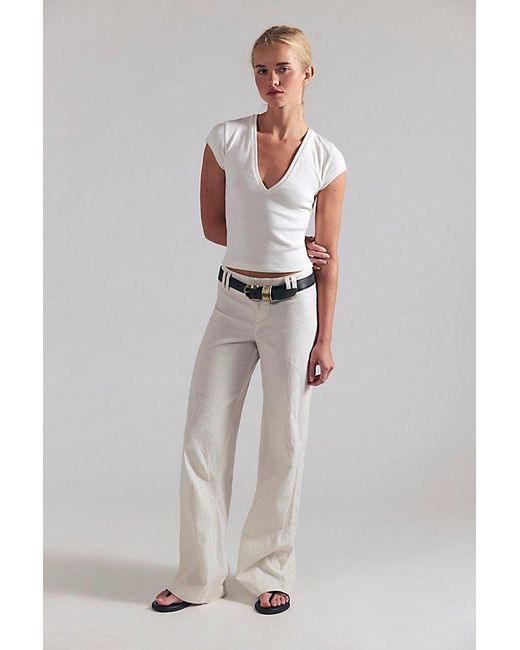 Free People Gray Time Flies Low-Rise Clean Solid Trousers