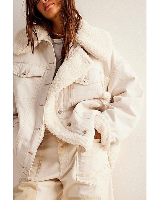 Free People Natural Holly Cozy Denim Jacket