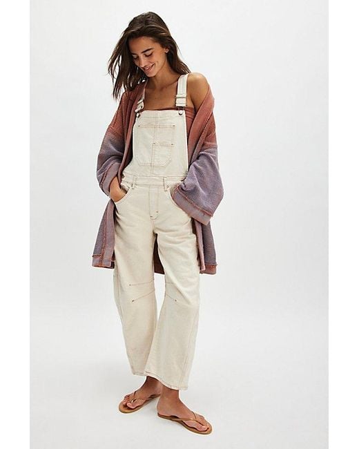 Free People Natural Good Luck Barrel Dungarees