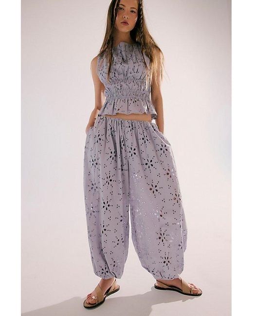 Free People Blue Jude Eyelet Pant Set