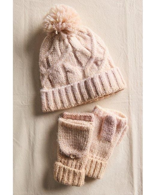 Free People Natural Run Hat + Glove Set