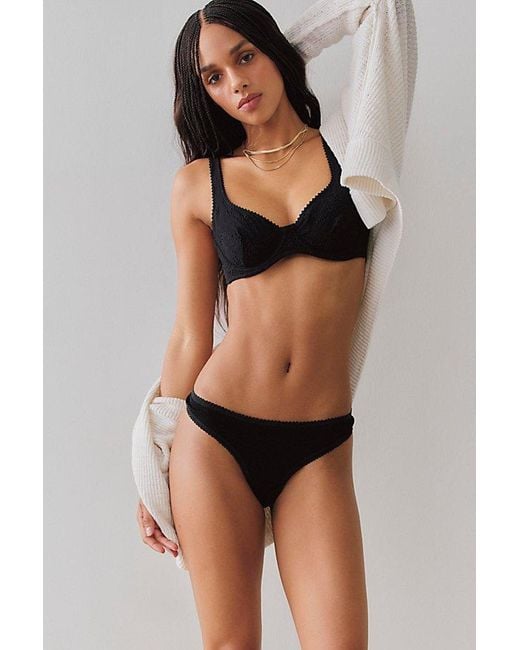 Free People Black Full Bloom Cotton Eyelet Underwire Bra