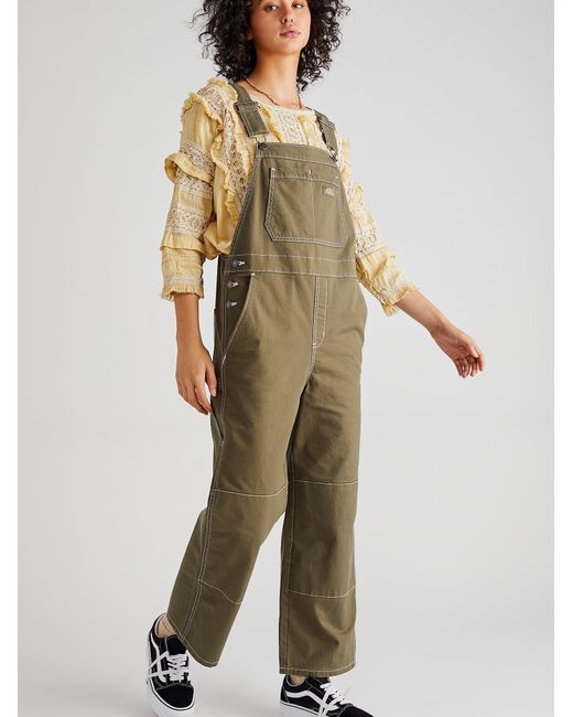 Free People Dickies Cropped Carpenter Bib Overalls in Military Green (Green) Lyst