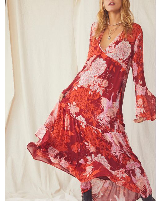 Free People Red Moroccan Roll Maxi Dress