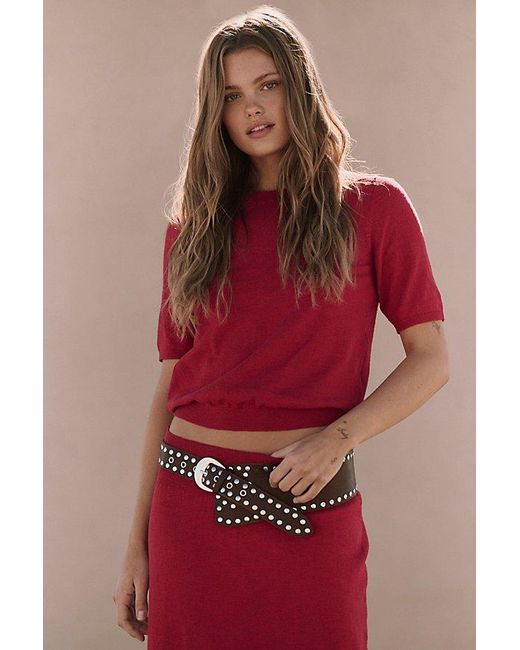 free-est Red Isabella Sweater Skirt Set By
