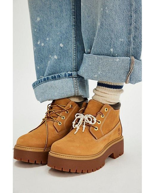 Timberland Blue Waterproof Lace-Up Platform Boots