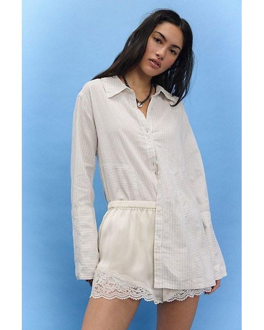 Free People Gray Sun Gazer Button Down