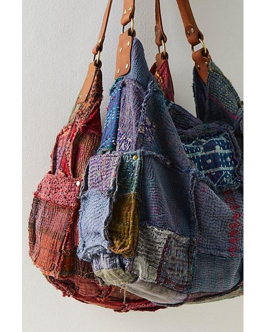Free People Blue Kaleidoscope Patch Tote Bag