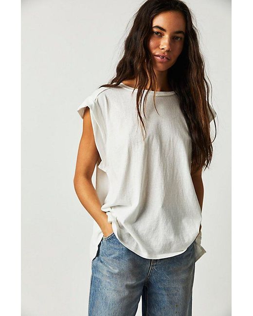 Free People Blue Naomi Tee At In Optic White, Size: Xs