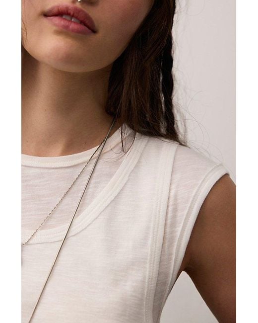 Free People White Tinsley Twofer Short Sleeve Top