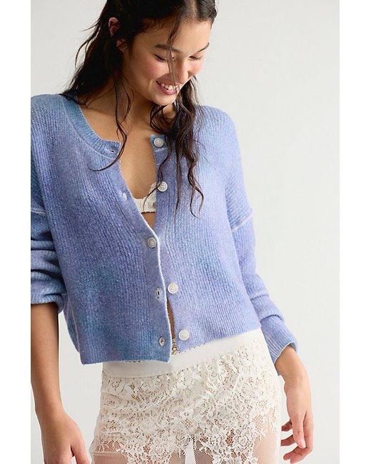Free People Blue Ottilie Softspun Ribbed Knit Cardi