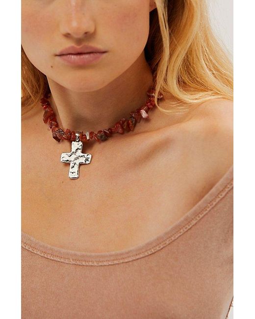 Free People Brown Supernova Choker At In Red Agate