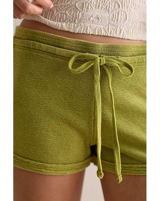 Intimately By Free People Green Staycation Terry Micro Lounge Shorties By