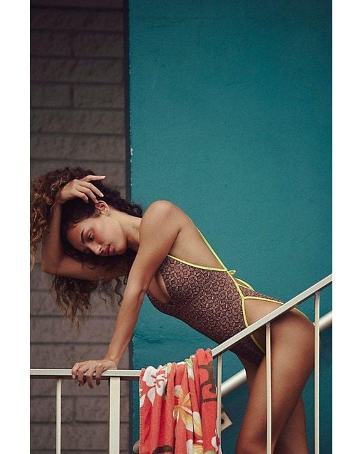 free-est Blue Amber Printed One-Piece Swimsuit