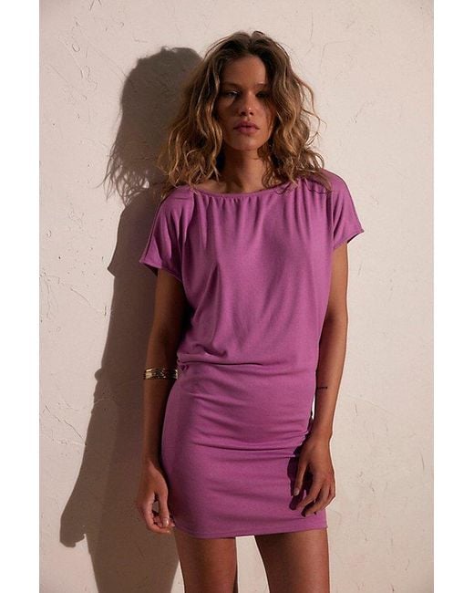 free-est Purple Good Feels Short-Sleeve Mini Dress By