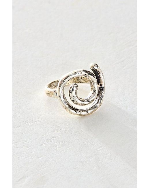 Free People Metallic 90s Swirl Ring At In Silver, Size: Us 8