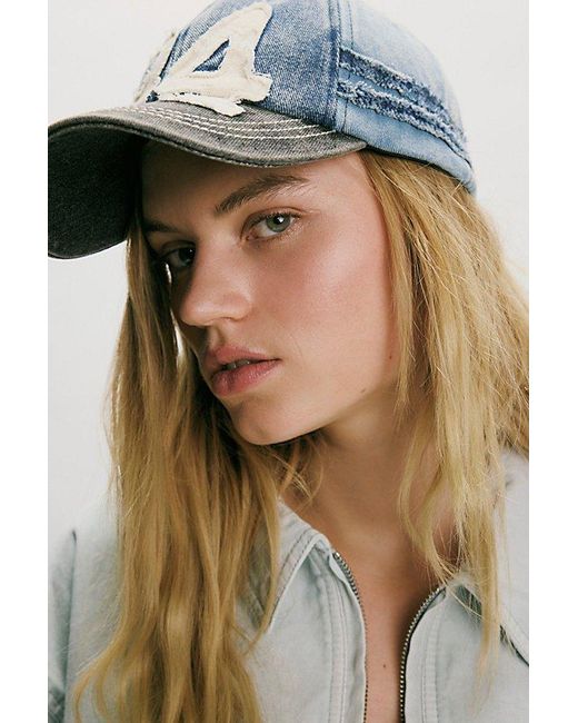 Free People Multicolor Hollie Varsity Denim Baseball Hat