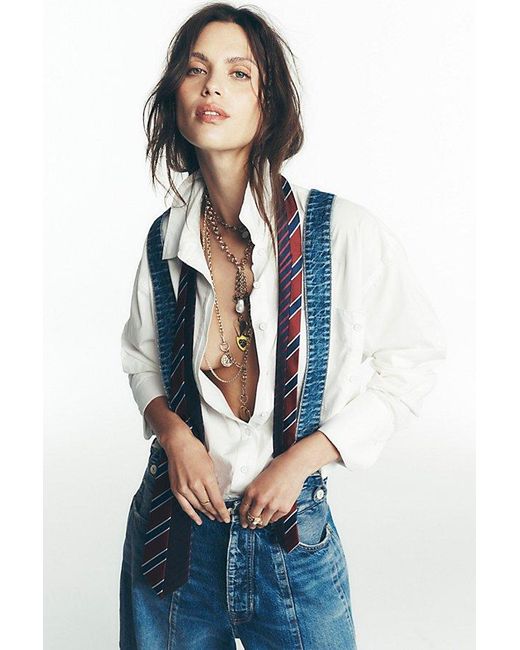 Free People Blue Berkley Suspender Jeans