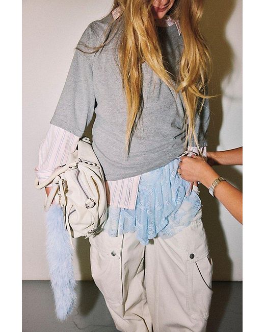 Free People Blue Perfect Oversized Tee