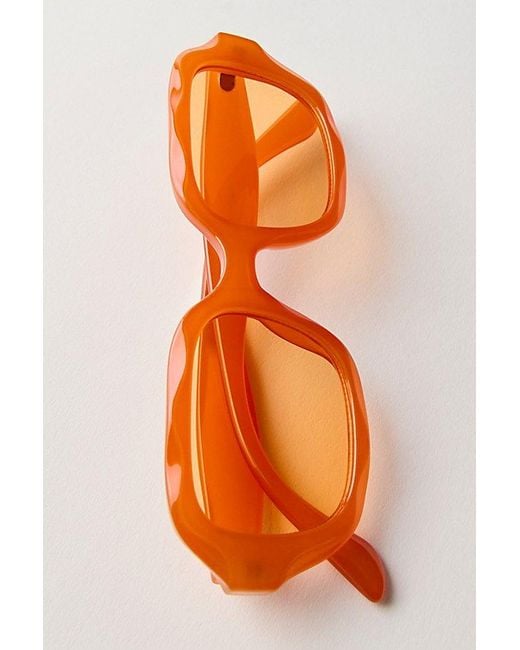 Free People Orange Alta Square Sunglasses