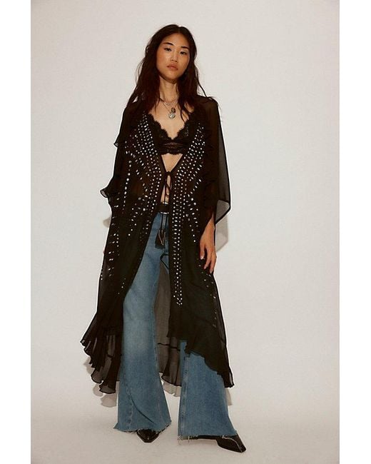 Free People Blue So Billie Studded Duster Top