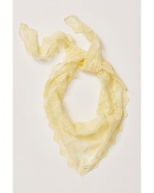 Free People Yellow Forever Lace Triangle Scarf
