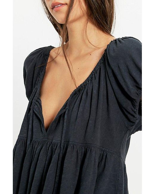 Free People Black Bella Babydoll Top