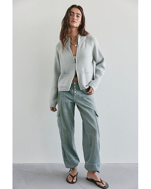 Free People Gray We The Free On It Zip-Up Cardigan