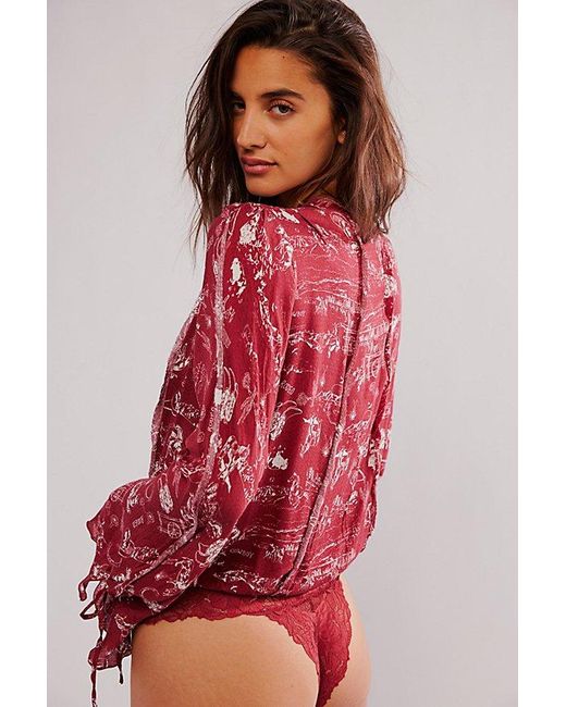 Intimately By Free People Red Everything's Rosy Bodysuit