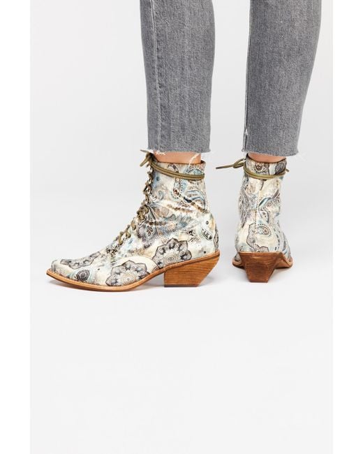 Free People Grove Lace up Western Boot By Jeffrey Campbell in Gray