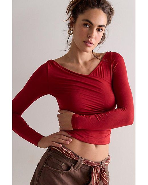 Intimately By Free People Red That's A Wrap Layering Long Sleeve By