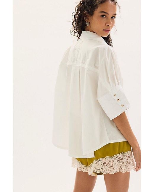 Free People Gray Seaside Cotton Button Down