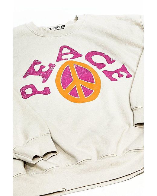 Free People Pink Hatch General Store Distressed Peace Sweatshirt